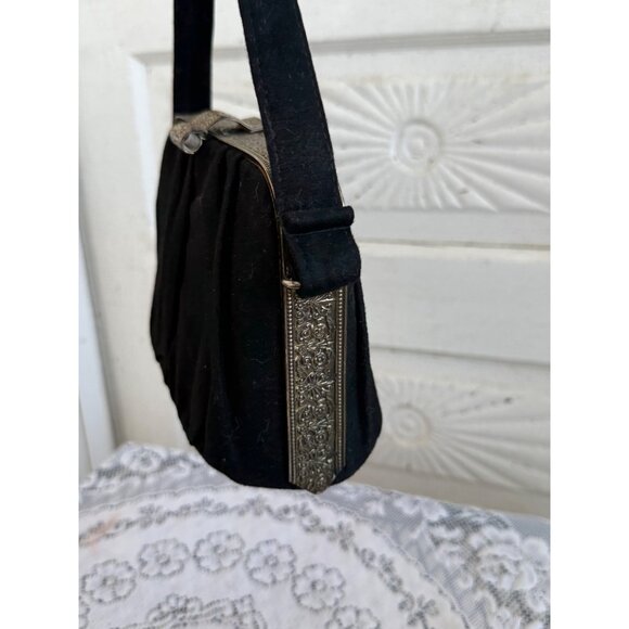 Vintage 60's Victorian Revival Evening Purse Ornate Repousse Frame - Picture 3 of 16